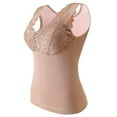 thumbnail image 1 of Umfun Women Thermal Tank Tops Casual Trendy Scoop Neck Fleece Camisole Sleeveless Lace Underwear Solid Printing Warm Ribbed Base Layer Underwear Top Khaki 3XL, 1 of 2