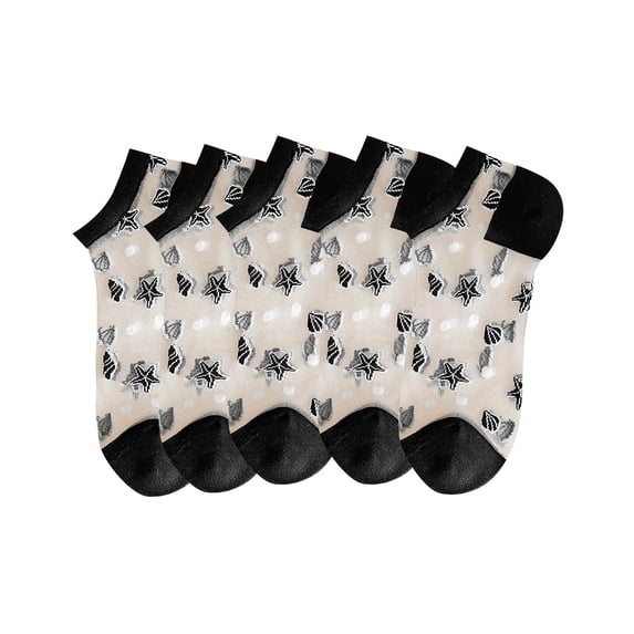 Umfun Women's 5 Pairss Floral Print Ankle Socks Cute Flower Pattern Low Cut Socks Soft Cotton Blend for Spring Summer Daily Wear