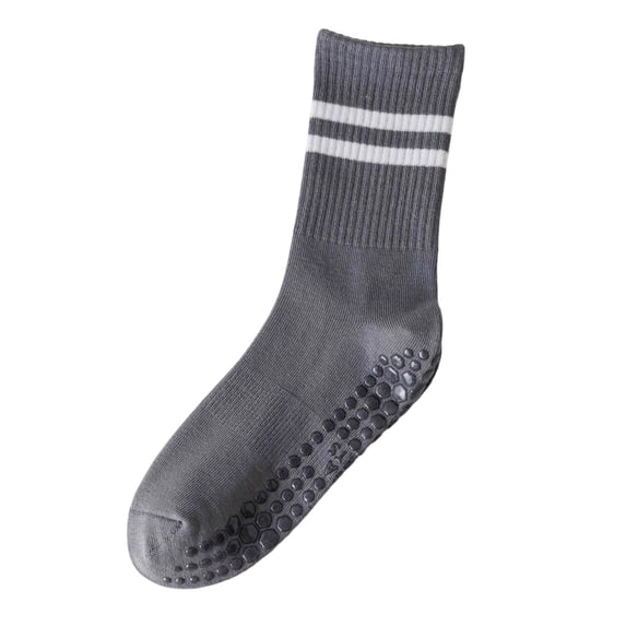 Umfun Women's Athletic Striped Crew Socks Non-Slip Grips Cushioned Bottom Moisture Wicking Breathable Cotton for Yoga Pilates Dance Gym Workout
