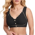 thumbnail image 1 of Umfun Women's Contrast Trim Front Button Bra - Wide Strap Full Coverage Wireless Crop Top with Scalloped Neckline for Comfortable Everyday Wear, 1 of 9