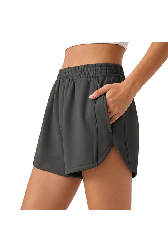 Women's Elastic Waist Dolphin Shorts with Side Slit Hem - Sporty Summer Athletic Shorts for Running & Beach Vacation