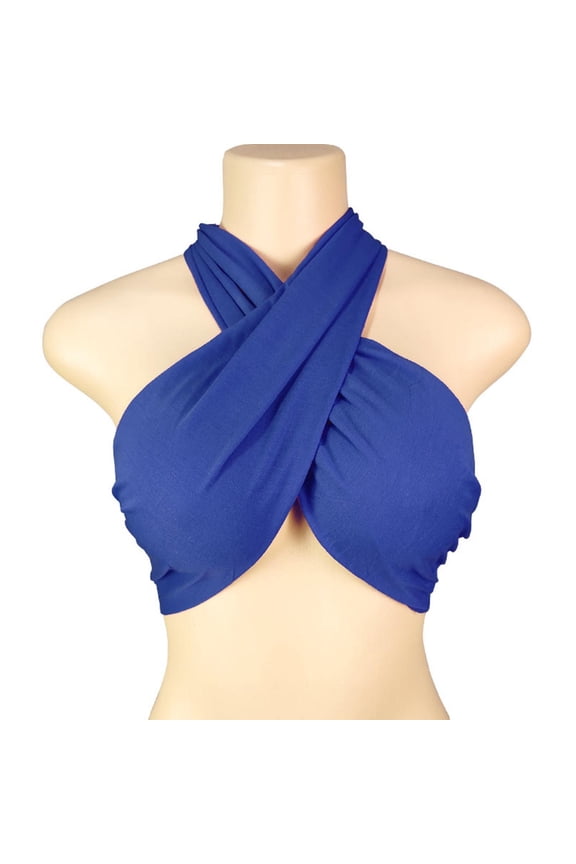 Women's Flirty Wrap Tube Top - Cross Front Halter Bandeau, Buttery Soft Stretch Knit Crop Top for Sunny Vacation & Daily Wear