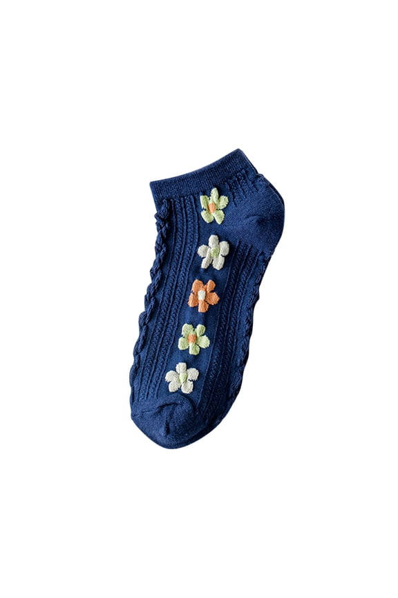 Women's Floral Embroidered Ankle Socks Cute Flower Pattern Low Cut Socks for Spring Summer Casual Daily Wear