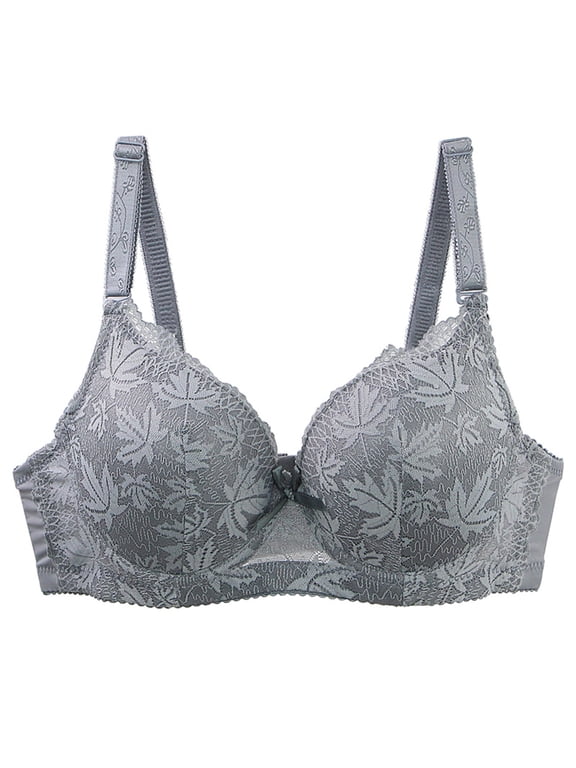 Women's Full Coverage Lace Underwire Bra with Standard Straps - Supportive Leaf Pattern Bandeau for All-Day Comfort & Natural Silhouette