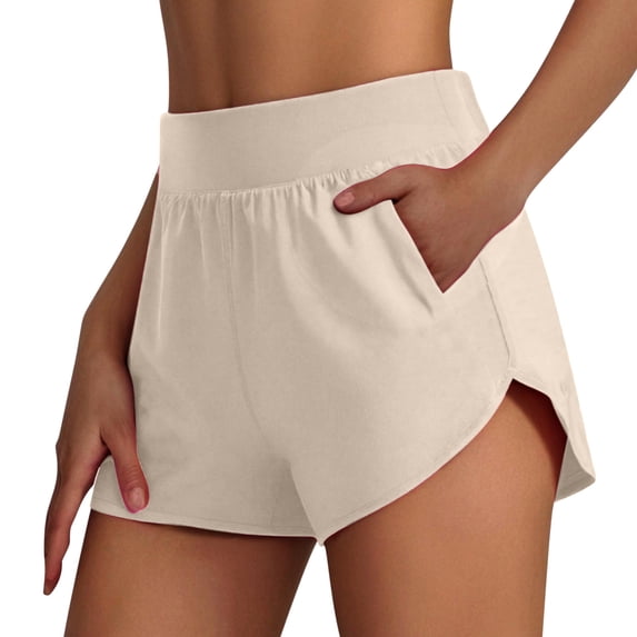 Umfun Women's High Waist Side Slit Dolphin Shorts with Elastic Waist - Sporty Summer Beach Vacation Lounge Shorts for Daily Wear