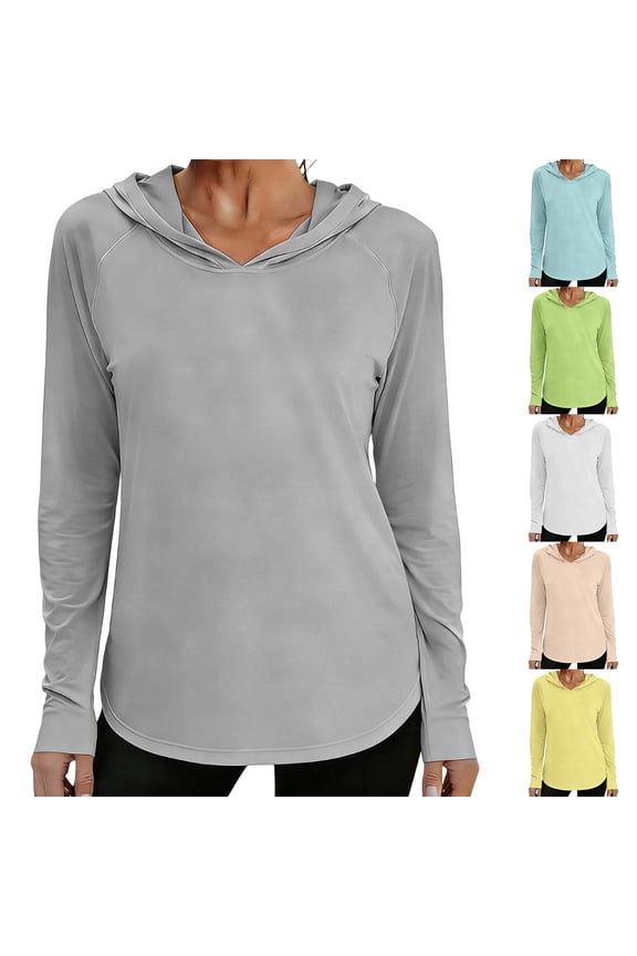 Women's Lightweight Hooded Long Sleeve Top Activewear Pullover Blouse Casual Sporty Tunic Shirt for Fall Winter Daily Wear and Workout