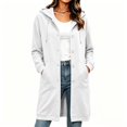 thumbnail image 1 of Umfun Women's Long Hooded Cardigan Sweatshirt Long Sleeve Button Tunic Top with Pockets - Casual Loose Fit Cover-Up Shirt for Daily Wear, 1 of 8