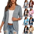 thumbnail image 1 of Umfun Women's Open Front Cardigan 3/4 Sleeve Casual Knit Blazer with Pockets Relaxed Fit Everyday Wear Lightweight Layering Top for Spring Fall Daily Outings, 1 of 9