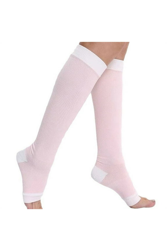 Women's Open Toe Knee High Socks Stretch Solid Color Compression Toeless Socks for Ballet Dance Home Relaxation Leg Warmers