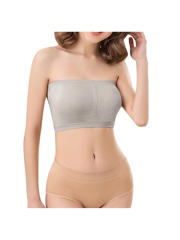 Women's Padded Bandeau Tube Top - Soft Stretch Knit Crop Top, Flattering Strapless Layer with Built-In Support for Summer Daily