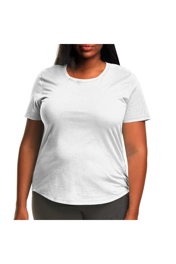 Women's Plus Size Basic Crew Neck T-Shirt - Relaxed Fit Short Sleeve Tee for Everyday Wear, Lounging & Active Lifestyle