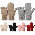 thumbnail image 1 of Umfun Women's Pop-Top Mittens Knit Fingerless Gloves with Mitten Cover Convertible Winter Hand Warmer Warm Ribbed Knit Gloves for Cold Weather Outdoor Daily Wear, 1 of 7