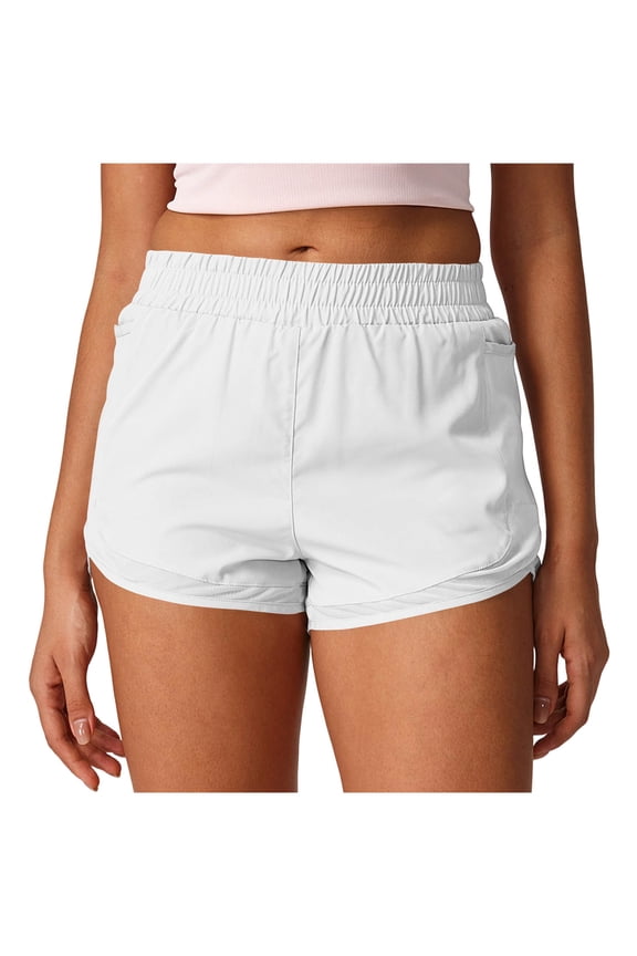 Women's Quick Dry Athletic Running Shorts Elastic High Waist With Hidden Pocket Workout Training Sport Gym Shorts