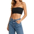 thumbnail image 1 of Umfun Women's Ribbed Cropped Tube Top - Basic Strapless Bandeau, Soft Textured Knit Crop Top for Cute Layering & Daily Summer Style, 1 of 7
