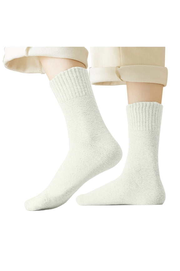 Women's Ribbed Cuff Crew Socks Textured Mid Calf Socks Solid Color Stretch Socks for School Office Home Daily Wear