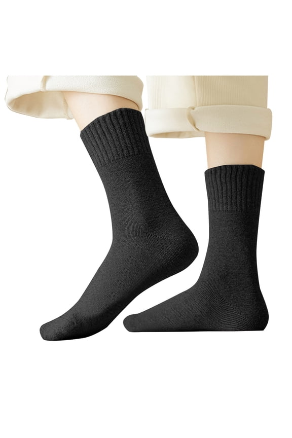 Women's Ribbed Cuff Crew Socks Textured Mid Calf Socks Solid Color Stretch Socks for School Office Home Daily Wear