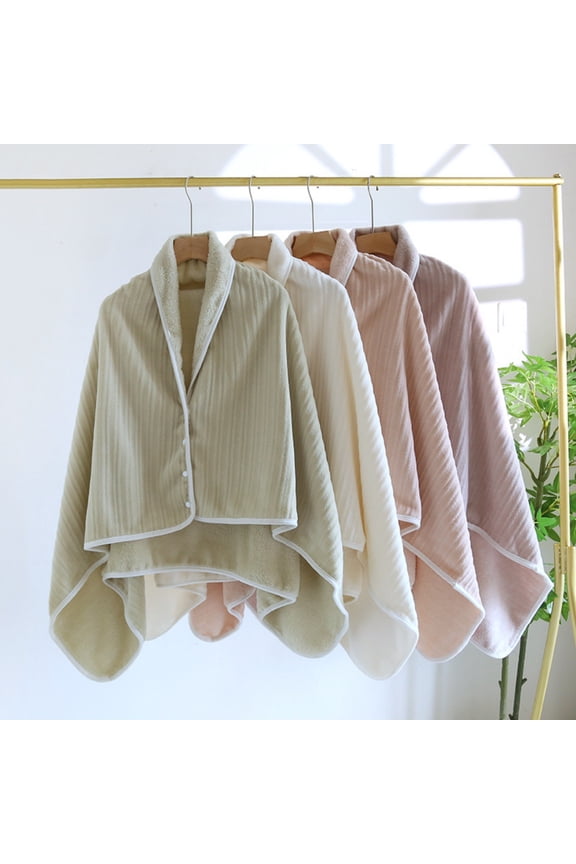 Women's Ribbed Knit Cape Wrap Snap Button Shawl Outerwear Short Winter Cover Up for Casual Daily Wear