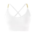 thumbnail image 1 of Umfun Women's Ribbed Scoop Neck Bralette with Open Back Detail - Thin Straps Wireless Crop Top with Removable Cups for Everyday Wear, 1 of 8