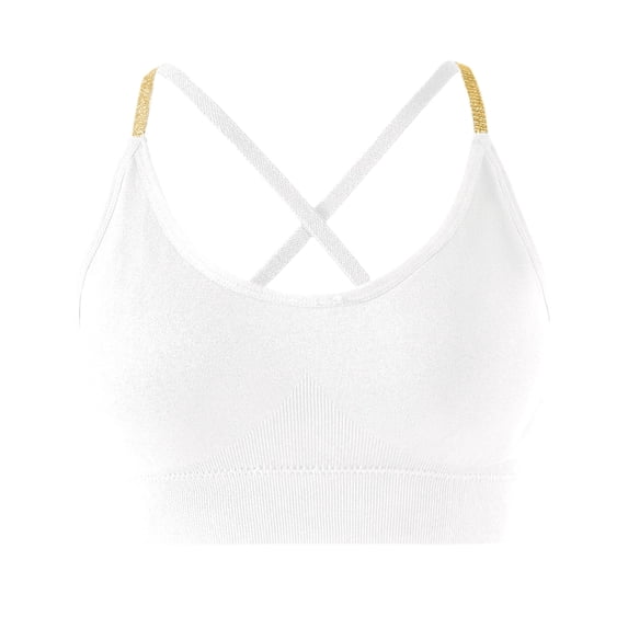 Umfun Women's Ribbed Scoop Neck Bralette with Open Back Detail - Thin Straps Wireless Crop Top with Removable Cups for Everyday Wear