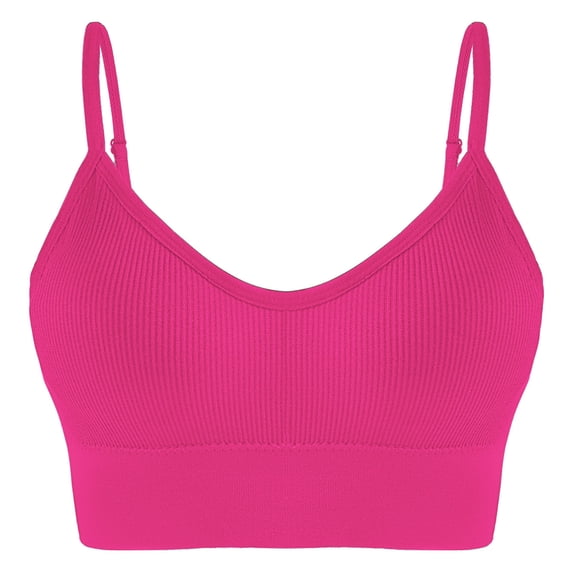 Umfun Women's Ribbed Scoop Neck Bralette with Open Back Detail - Thin Straps Wireless Crop Top with Removable Cups for Everyday Wear