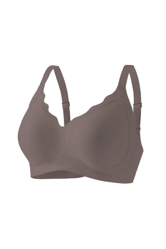 Women's Scalloped Deep V-Neck Wireless Bra - Seamless Thin Strap Bandeau for Lifting & Shaping, Providing Comfortable Support for Daily Wear