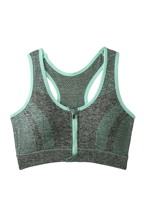 Women's Seamless Zip Front Sports Bra - High Impact Racerback Workout Crop Top with Mesh Panels for Full Support & Breathable Gym Training