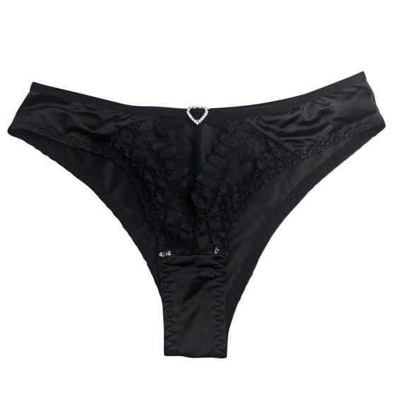 Umfun Panties for Women Silky Satin Bikini with Heart Charm - Low Rise Soft Stretch Underwear for Date Night & Daily Comfort