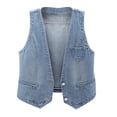 thumbnail image 1 of Umfun Women's Sleeveless Denim Vest with Button Down Front & Pockets - V-Neck Layering Piece for Spring Office & Casual Daily Wear, 1 of 8
