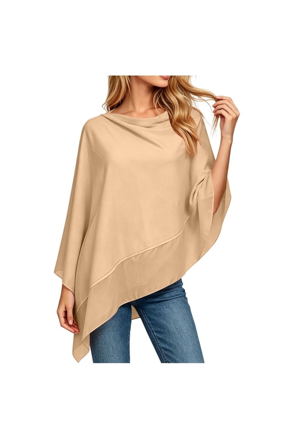 Women's Soft Draped Poncho Cape for Women - Lightweight Cozy Sheer Shawl Wrap with Flowing Silhouette for All-Season Everyday Wear