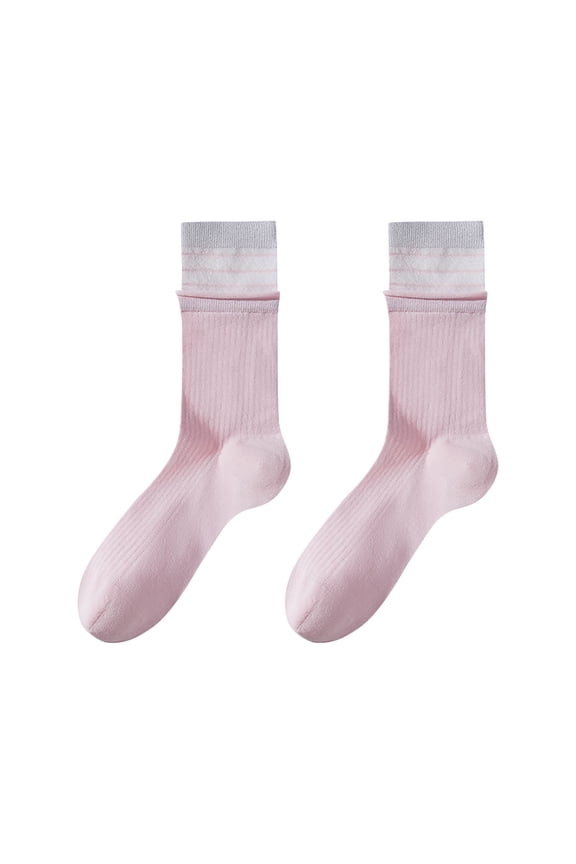 Women's Turn Cuff Ribbed Socks Stretch Cotton Ankle Crew Socks with Fold Over Top for Casual Sneakers Spring Fall Daily Wear