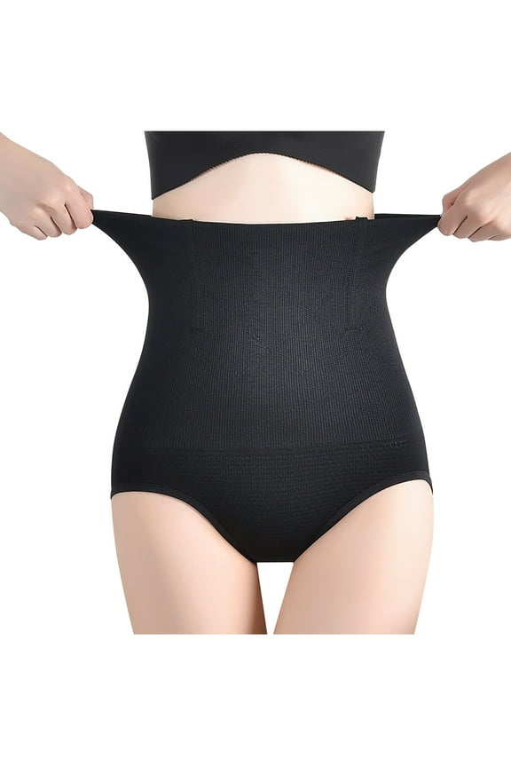 Women's Ultra High Waist Shaper Panties - Ribbed Compression Briefs with Button Detail for Full Torso Control