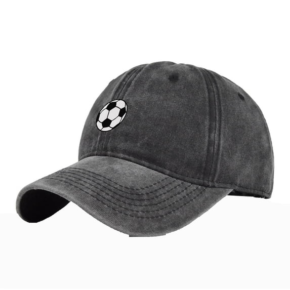 Umfun Women's Washed Soccer Print Baseball Cap, Retro Distressed Casual Hat for Daily and Streetwear, Adjustable Sun Hat with Sports Motif