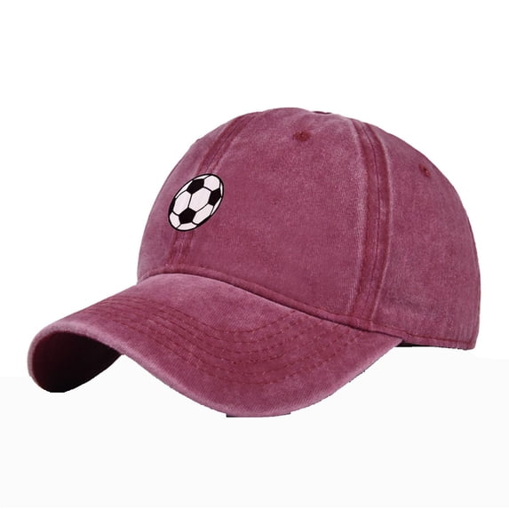 Umfun Women's Washed Soccer Print Baseball Cap, Retro Distressed Casual Hat for Daily and Streetwear, Adjustable Sun Hat with Sports Motif