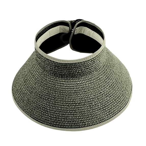 Umfun Women's Wide Brim Straw Visor, Open-Top Sun Hat with Adjustable Back, Breathable Woven Visor for Beach and Outdoor Activities