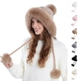 thumbnail image 1 of Umfun Women's Winter Trapper Hat with Pom Pom Tassels Plush Lined Warm Windproof Skiing Cap Adjustable Drawstring for Outdoor Cold Weather Activities, 1 of 8