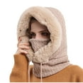 thumbnail image 1 of Umfun Womens Satin Lined Knit Beanie Hat Winter Hats for Women Men Silk Lining Soft Slouchy Warm Beanie Hat Mask Two in One Beige One Size, 1 of 5