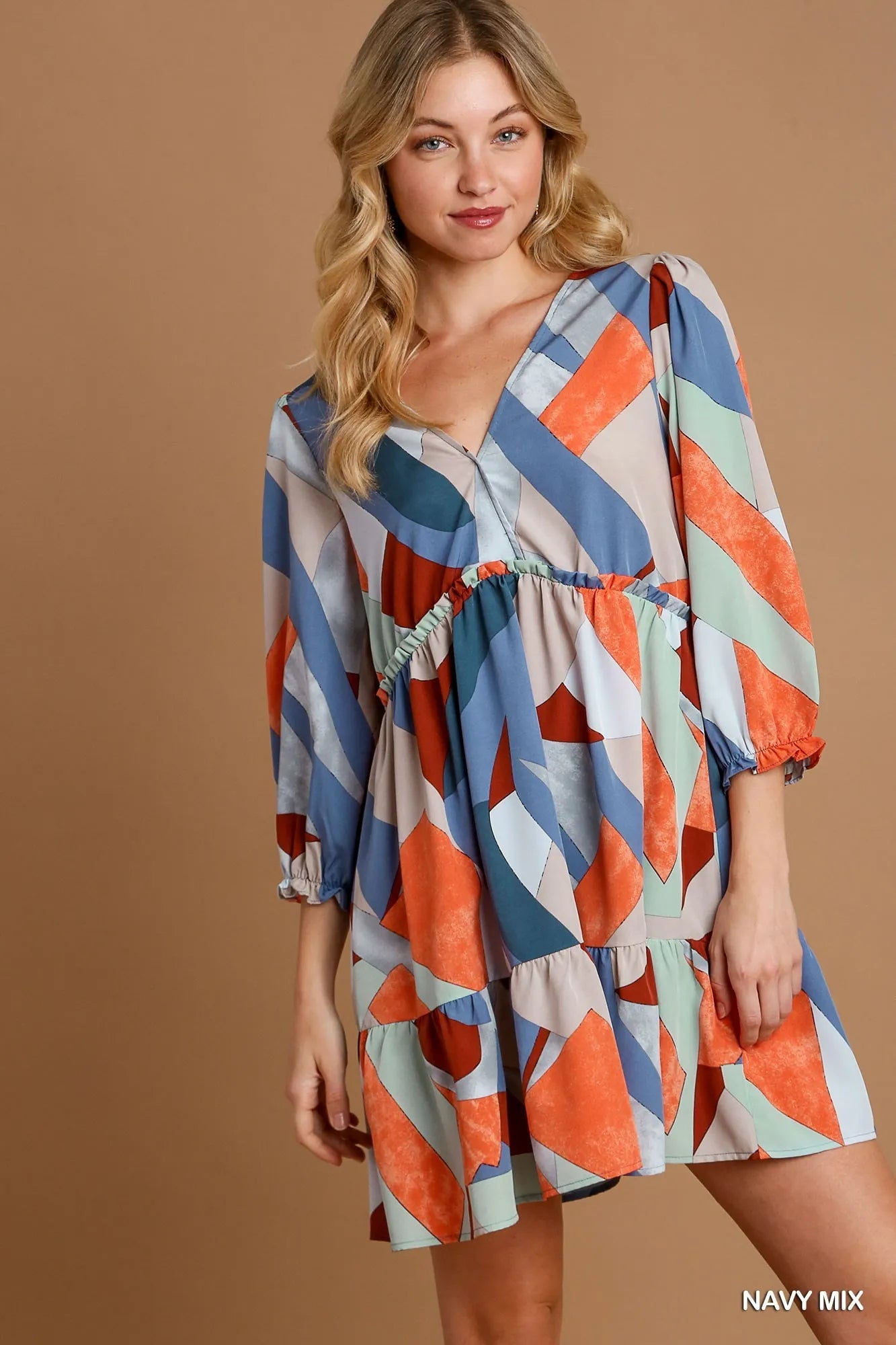 Umgee Abstract Print Tiered Halter Midi Dress main image 0
