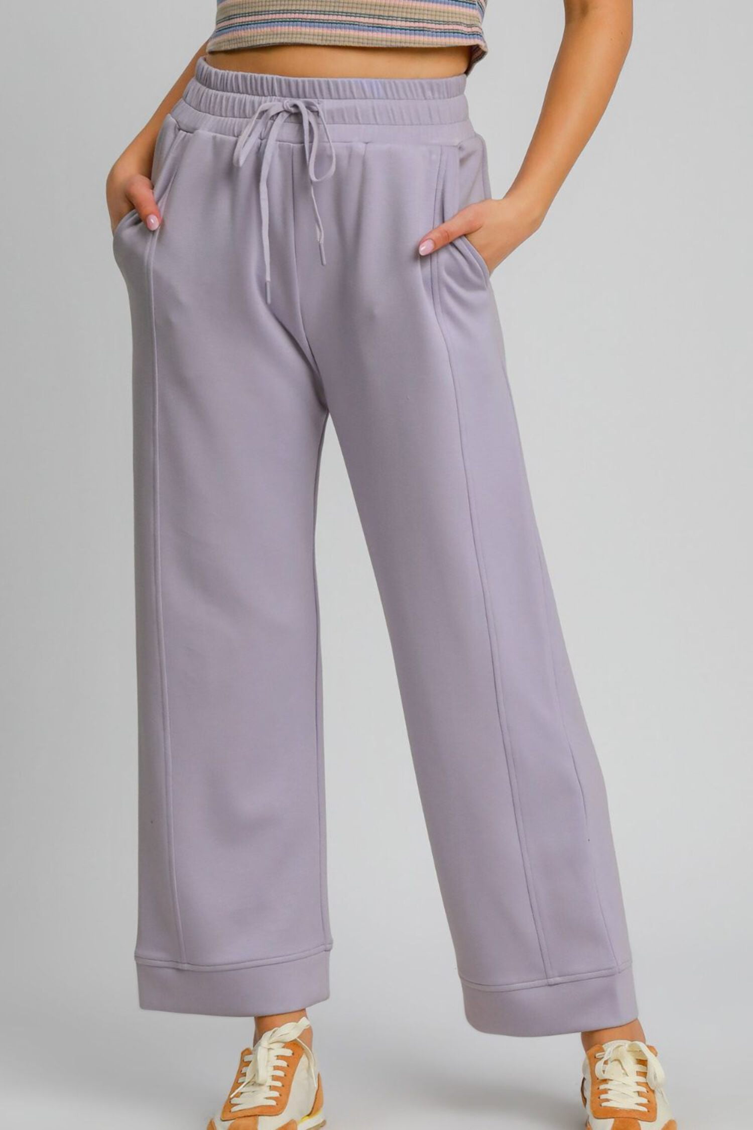 Umgee Full Size Drawstring Wide Leg Pants with Pockets