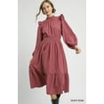 thumbnail image 1 of Umgee Textured Midi Dress with Ruffle Shoulder Detail, 1 of 2
