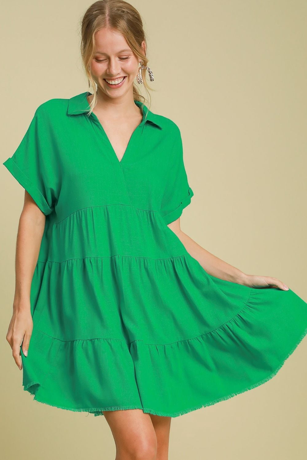 Umgee Full Size Tiered Border Print Midi Dress Plus Size main image 1