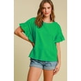 thumbnail image 1 of Umgee Full Size Raw Hem Ruffle Short Sleeve Blouse Plus Size, 1 of 4