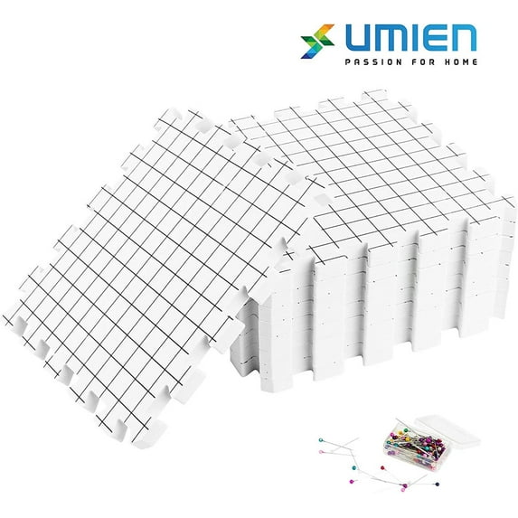 Umien Blocking Mats Knitting 9 Pack Extra Thick Boards Grids Suitable Needlepoint Or Crochet Included Storage Bag 100 T Pins