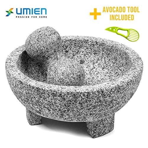 8-Inch Gray Granite Molcajete Mortar and Pestle Set