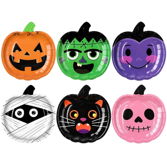 Umigy 120 Pcs Halloween Paper Plates AFN1Disposable Party Plates Holiday Dishes Dinner Dishes for Holiday Party Favors Festival Dinner Tableware Decorations Supplies