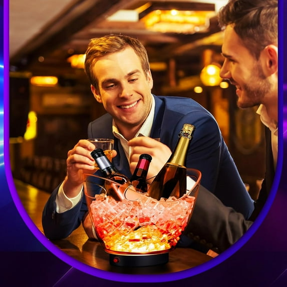 2 Pcs 5L LED Ice Buckets Plastic RGB Light Cooler for Wine Beer Party Bar Club