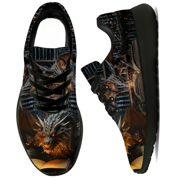 Uminder Mens Athletic Shoes Dragon Book Sneakers Black Shoes Size 9