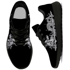 Uminder Mens Athletic Shoes Dragon Sneakers Black Shoes Size 8