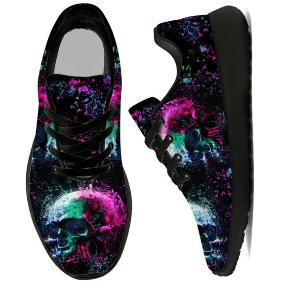 Uminder Mens Athletic Shoes Skull Sneakers Black Shoes Size 11.5