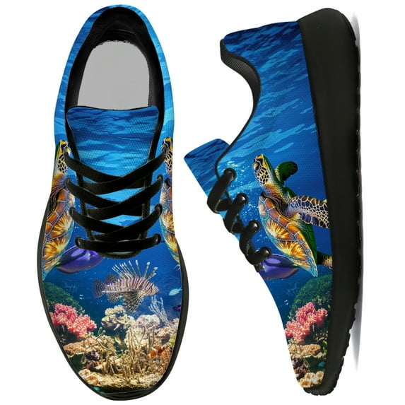 Uminder Mens Athletic Shoes Turtle Sneakers Black Shoes Size 3.5