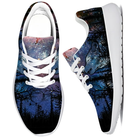 Uminder Mens Athletic Shoes Wolf Sneakers Black Shoes Size 8